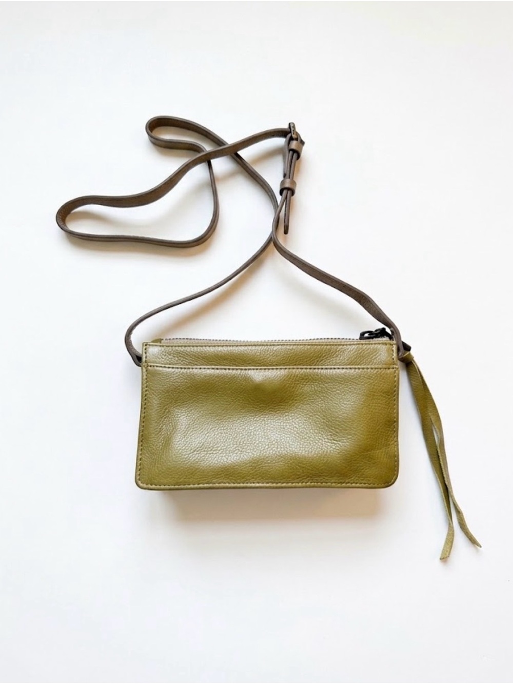 Aimee Kestenberg Olive Green/Orange Leather Crossbody with Dust Bag - Picture 3 of 8